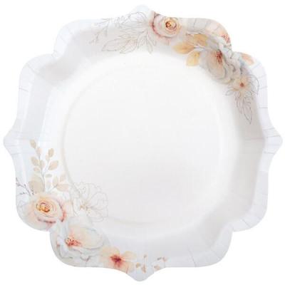 8957 assiette carton florale champetre tendresse naturelle