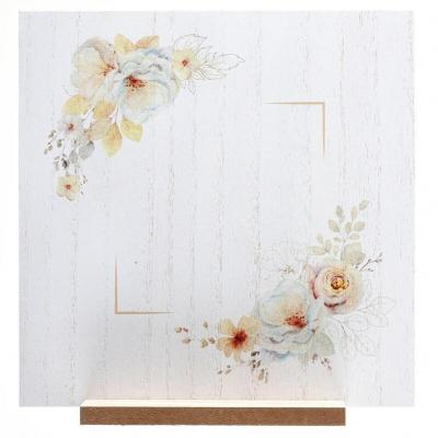 8962 marque table carre decoratif en bois floral champetre