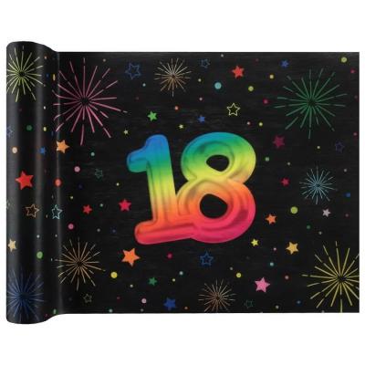 90119017 rouleau chemin de table anniversaire noir multicolore 18ans