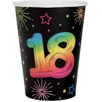 9014 gobelet carton 18ans anniversaire noir multicolore