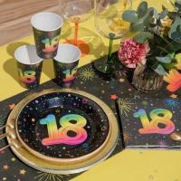 9014 verre gobelet carton 18ans anniversaire noir multicolore