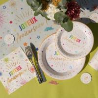 9020 verre gobelet carton joyeux anniversaire blanc multicolore