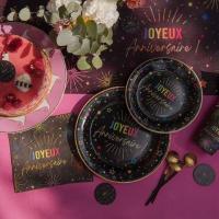 9020 verre gobelet carton joyeux anniversaire noir multicolore