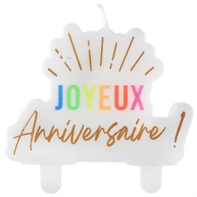 9021 bougie blanche multicolore joyeux anniversaire pour gateau