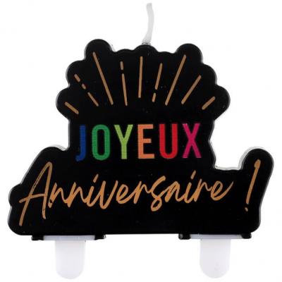 9021 bougie noire multicolore joyeux anniversaire pour gateau