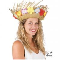 95424 accessoire de deguisement adulte chapeau hawaien en paille et fleurs