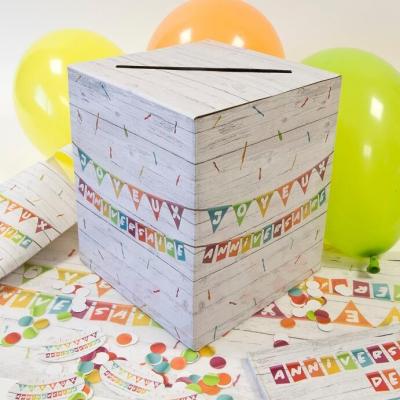 Aa4004 tirelire urne carton joyeux anniversaire multicolore