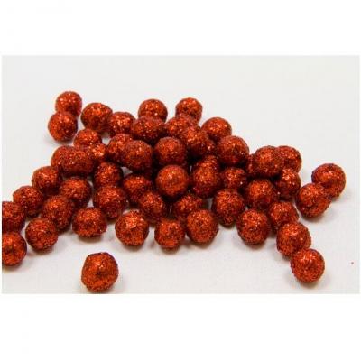 Décoration boule pailletée rouge, 0.8cm (x10grs) REF/ADT027