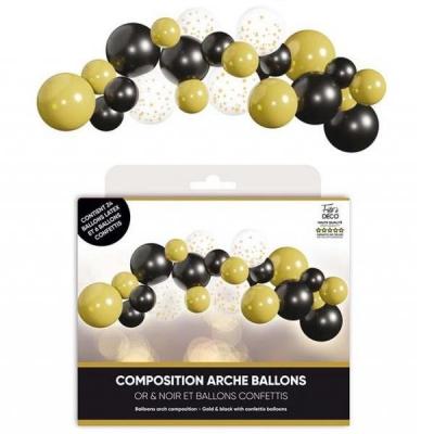 Ardbalk30 composition arche en ballon latex noir et dore or