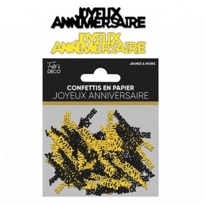 Ardca00 confettis de table joyeux anniversaire jaune dore et noir