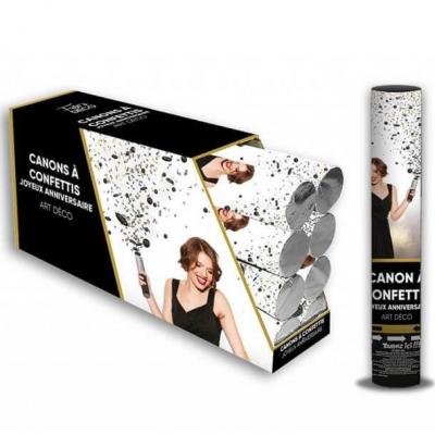 Ardcac00 canon a confettis joyeux anniversaire papier noir et dore or