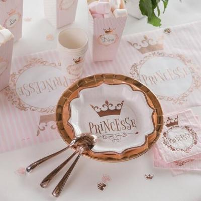 Assiette anniversaire princesse blanche rose gold