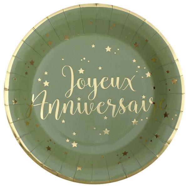 10 Confettis Joyeux anniversaire vert sauge - Deco table