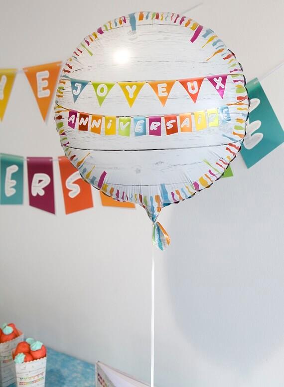Ballon aluminium joyeux anniversaire multico - Ballons - articles de fête