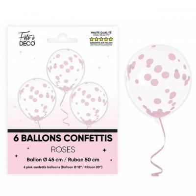 Balct24rs ballon latex transparent avec confettis roses