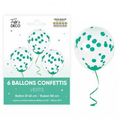 Balct24vr ballon latex transparent avec confettis vert mint