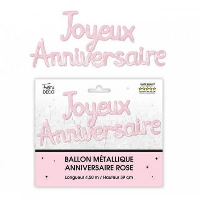 Balgj24 ballon aluminium joyeux anniversaire rose