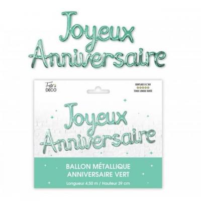 Balgj24 ballon aluminium joyeux anniversaire vert mint