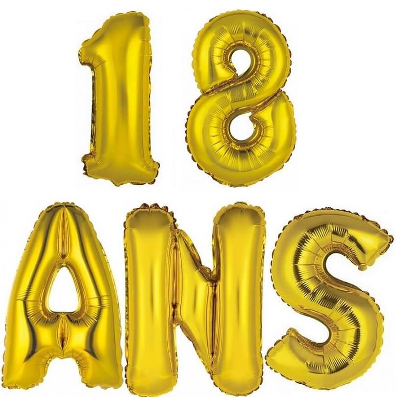 Ballon chiffre doré 18 ans - Anata Fête Party