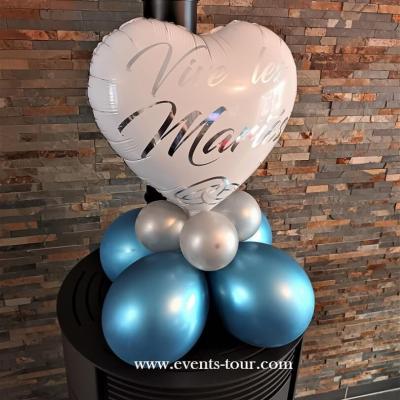 Ballon aluminium blanc argent vive les maries mariage