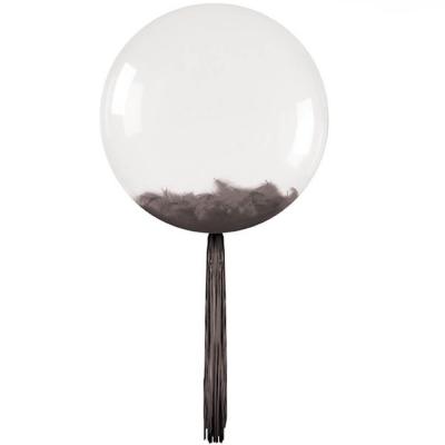 Ballon bulle transparent plumes et franges noir