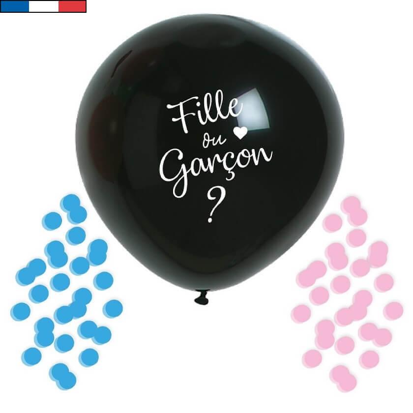 Ballon Baby Shower Fille/Garçon latex noir, doré et blanc R/45840