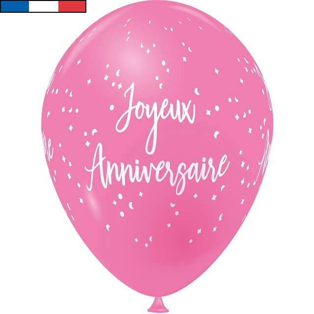 Ballon français joyeux anniversaire rose bonbon REF/9323