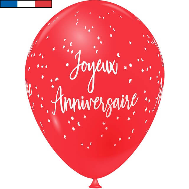 Ballon français joyeux anniversaire rouge en latex REF/9323