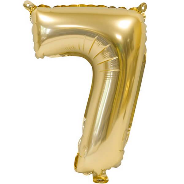 Ballon métallique anniversaire chiffre 7 en doré or REF/BALMORC07
