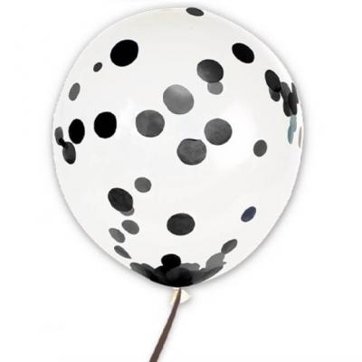Ballon transparent avec confettis noir 45cm (x6) REF/BALCTN