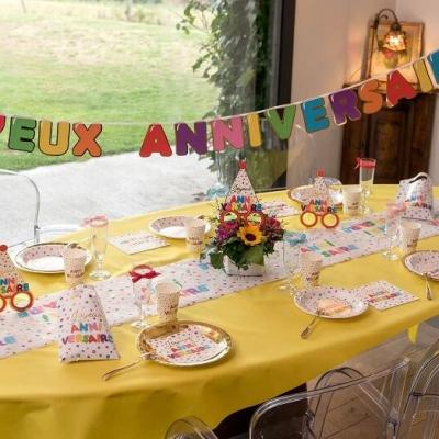 Banderole anniversaire avec lettre multicolore