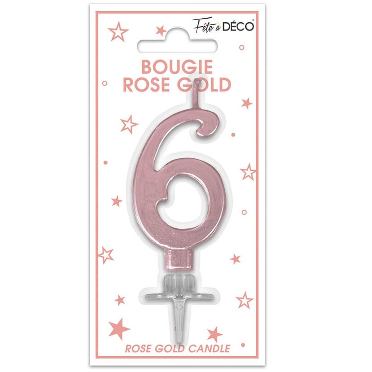 Bougie chiffre rose 6