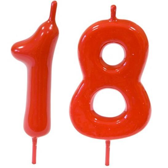 Bougie rouge chiffre 18 pour décoration anniversaire R/BGA1100