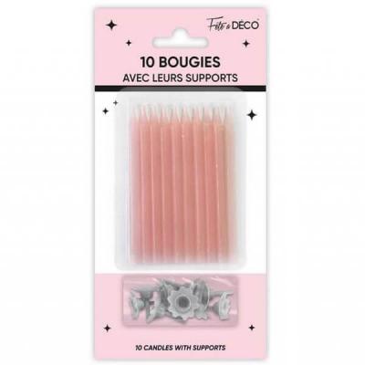 Bsp24 bougie anniversaire rose avec supports