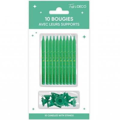 Bsp24 bougie anniversaire vert mint avec supports