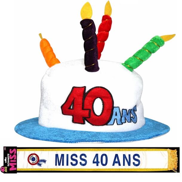 Cadeau écharpe et chapeau anniversaire 40ans R/CHA04-ECHB04