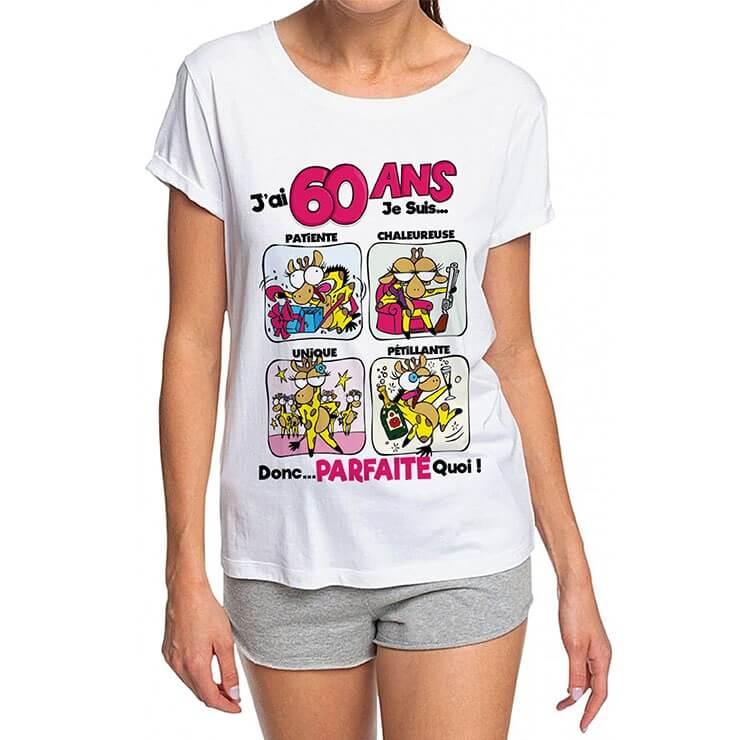 T-shirt anniversaire femme: 60ans (x1)