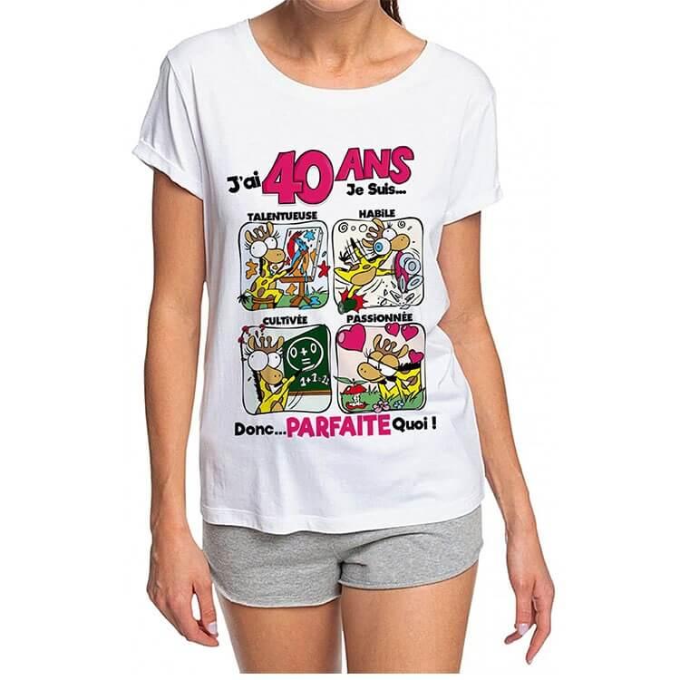 T Shirt Anniversaire Femme 40ans X1
