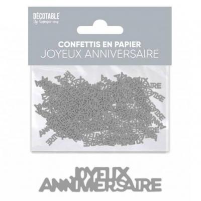 Cap24 confettis de table a parsemer joyeux anniversaire argent