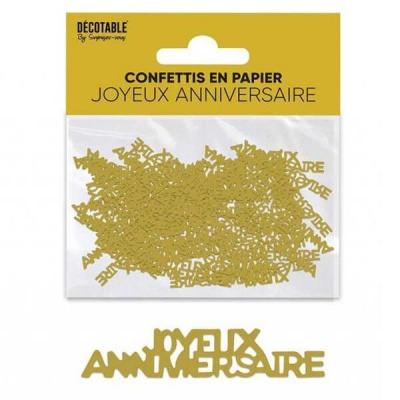 Cap24 confettis de table a parsemer joyeux anniversaire dore or