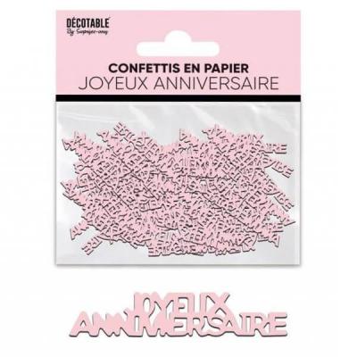 Cap24 confettis de table a parsemer joyeux anniversaire rose