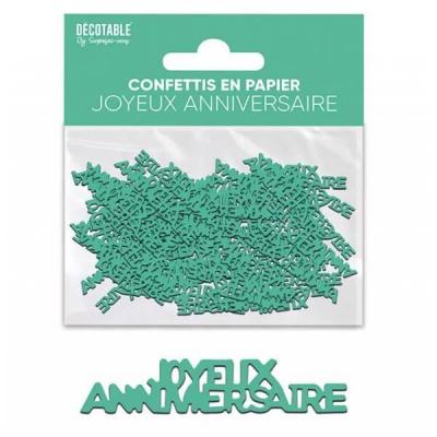 Cap24 confettis de table a parsemer joyeux anniversaire vert mint