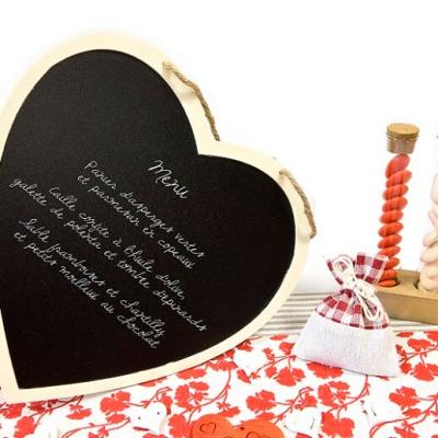 Centre de table mariage coeur en ardoise