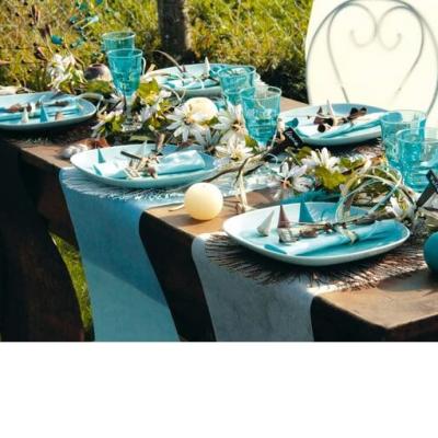 Chemin de table bleu turquoise 2