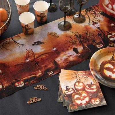 Chemin de table halloween cimetiere citrouille