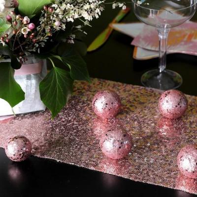 Chemin de table noel avec sequins rose gold