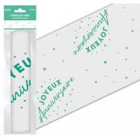 Cht24 rouleau chemin de table joyeux anniversaire vert mint