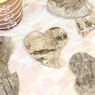 Confettis coeur mariage en bois