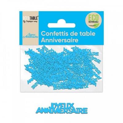 Confettis de table joyeux anniversaire bleu papier