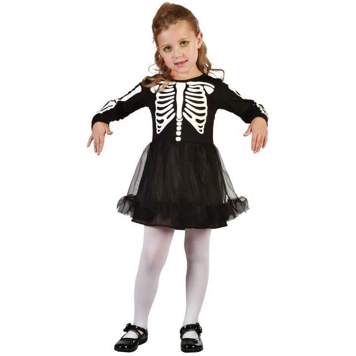 Squelette fille 5/6 ans - Déguisement enfant pas cher 